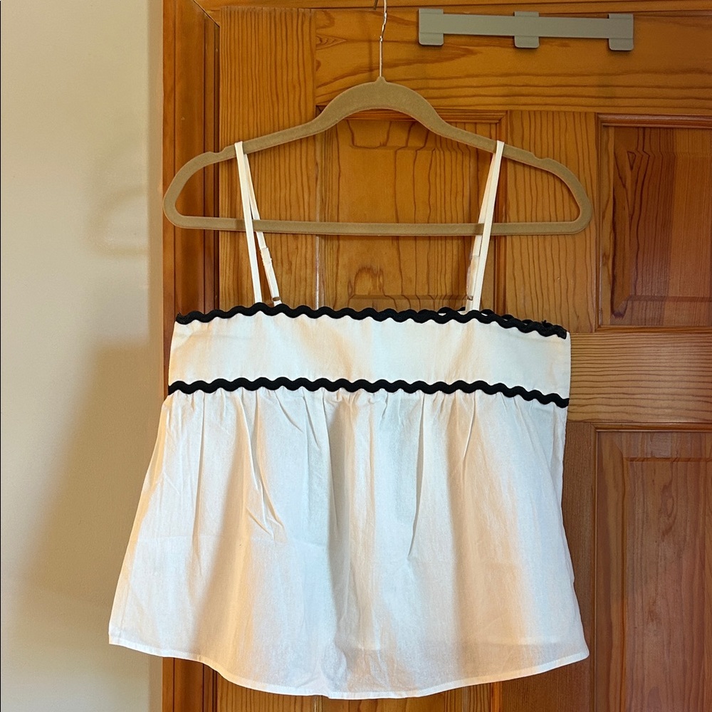 Elegant White Camisole with Black Trim
